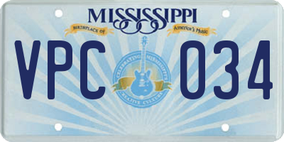 MS license plate VPC034