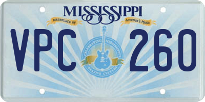 MS license plate VPC260