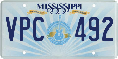 MS license plate VPC492