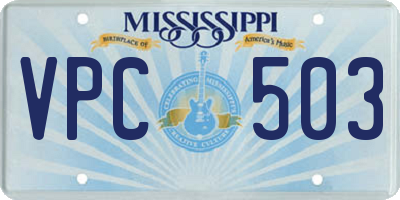 MS license plate VPC503