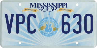 MS license plate VPC630