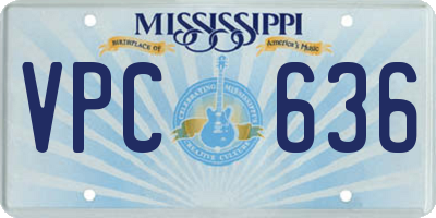 MS license plate VPC636