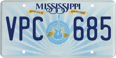 MS license plate VPC685