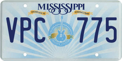 MS license plate VPC775
