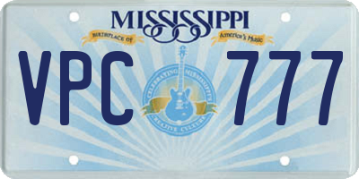 MS license plate VPC777