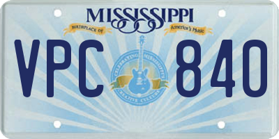 MS license plate VPC840