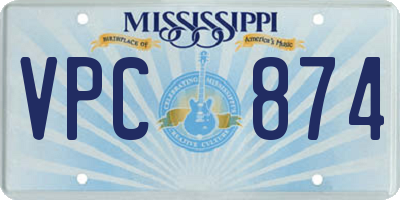 MS license plate VPC874