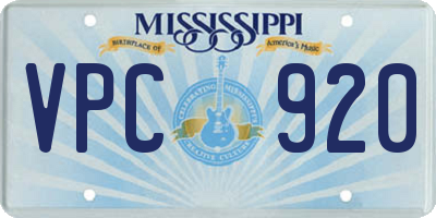 MS license plate VPC920