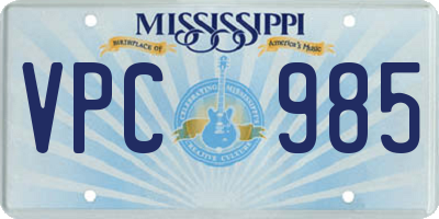 MS license plate VPC985