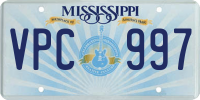 MS license plate VPC997