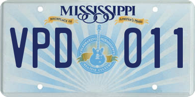 MS license plate VPD011