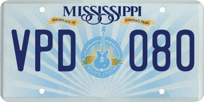 MS license plate VPD080