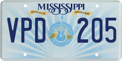 MS license plate VPD205