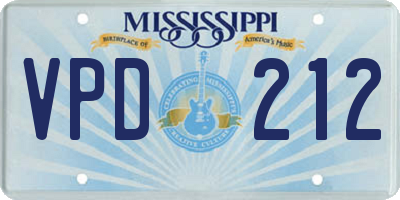 MS license plate VPD212