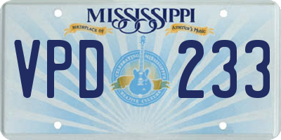 MS license plate VPD233