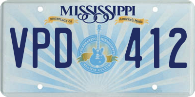 MS license plate VPD412