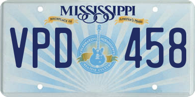 MS license plate VPD458