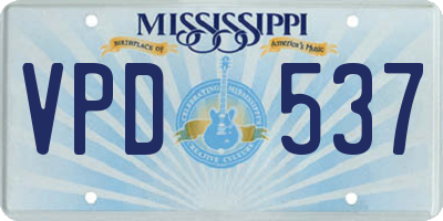 MS license plate VPD537