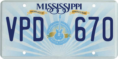 MS license plate VPD670