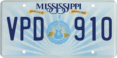 MS license plate VPD910