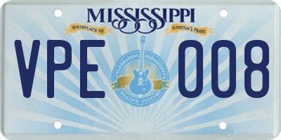 MS license plate VPE008