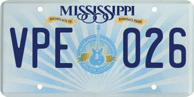 MS license plate VPE026