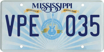 MS license plate VPE035