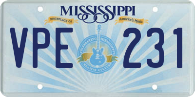 MS license plate VPE231