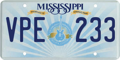 MS license plate VPE233
