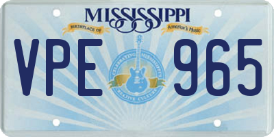 MS license plate VPE965