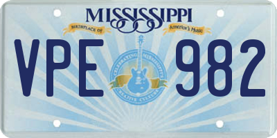 MS license plate VPE982