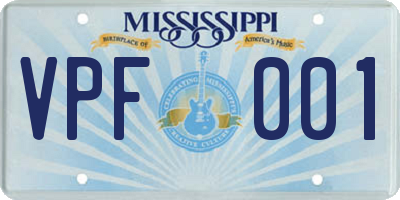 MS license plate VPF001