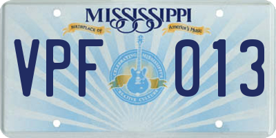 MS license plate VPF013
