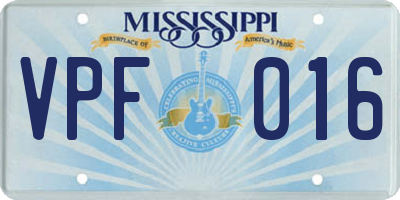MS license plate VPF016
