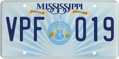 MS license plate VPF019
