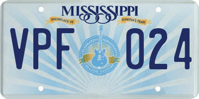MS license plate VPF024
