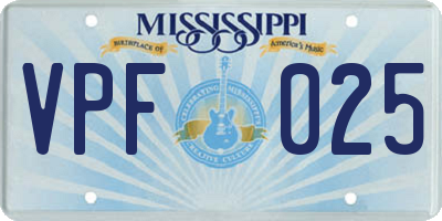 MS license plate VPF025