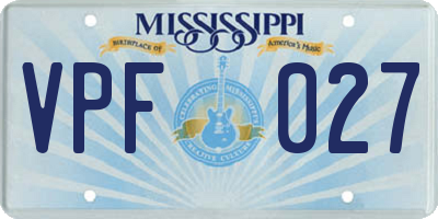 MS license plate VPF027