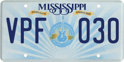MS license plate VPF030