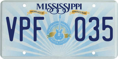 MS license plate VPF035