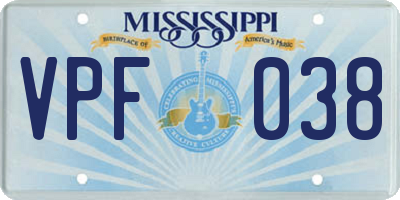 MS license plate VPF038