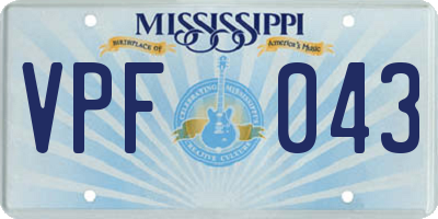 MS license plate VPF043