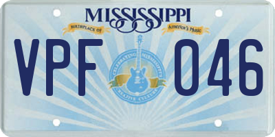 MS license plate VPF046