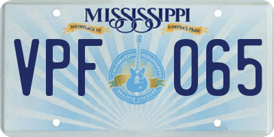 MS license plate VPF065