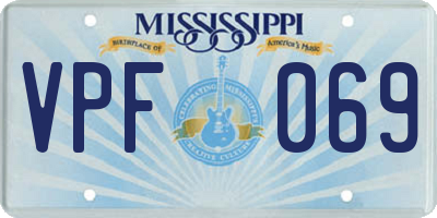 MS license plate VPF069