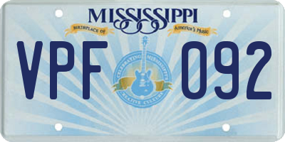 MS license plate VPF092