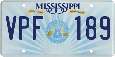 MS license plate VPF189
