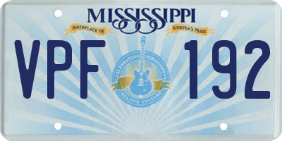 MS license plate VPF192