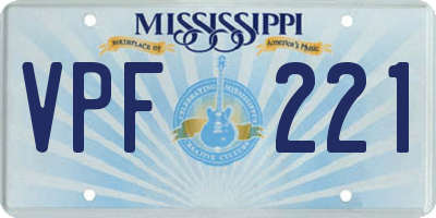 MS license plate VPF221