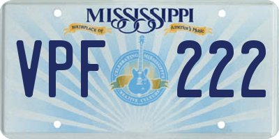 MS license plate VPF222
